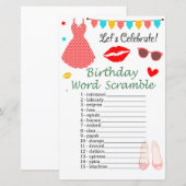 Polka-stipkledij Birthday Word Scramble Game (Voorkant / Achterkant)