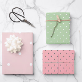  polka-stippen Birthday roze en groen Inpakpapier Vel