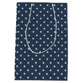 Polka-stippen Donkerblauwe geschenktas Medium Cadeauzakje (Achterkant)