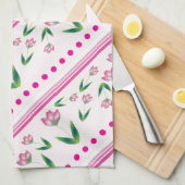 Polka-stippen en bloemen theedoek (Quarter Fold)