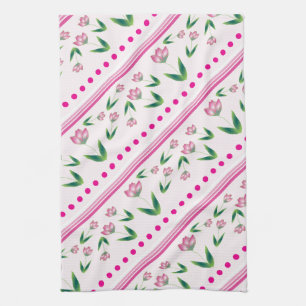 Polka-stippen en bloemen theedoek