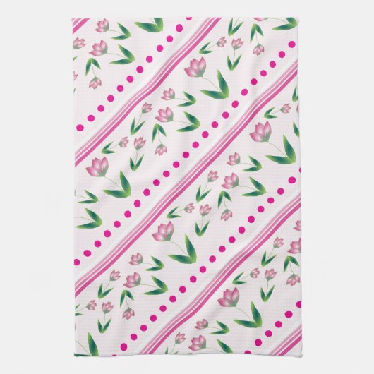 Polka-stippen en bloemen theedoek (Verticaal)