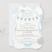 Polka-stippen en Bunting Modern Baby shower Uitnod Kaart (Voorkant)