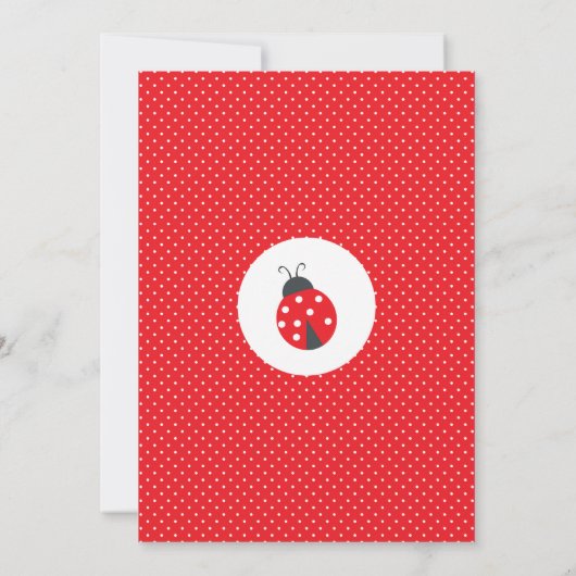 Polka-stippen en ladybug-verjaardagsuitnodiging kaart (Achterkant)