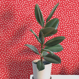 Polka Stippen en Stippen Crème op Rood Behang