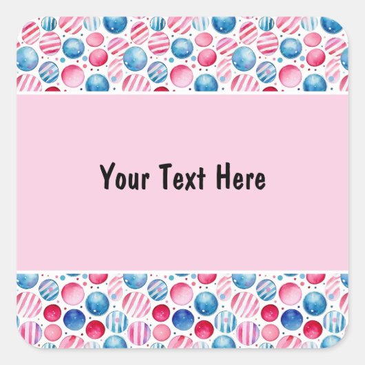 Polka Stippen en Strepen 15 Vierkante Sticker (Voorkant)