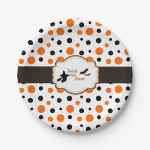 Polka Stippen Halloween Papieren Borden 18cm Bordje