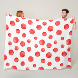  polka stippen in rood en wit l Leuk modern Fleece Deken