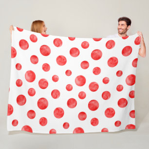  polka stippen in rood en wit l Leuk modern Fleece Deken