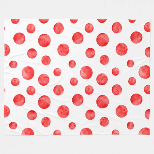  polka stippen in rood en wit l Leuk modern Fleece Deken (Voorkant (Horizontaal))