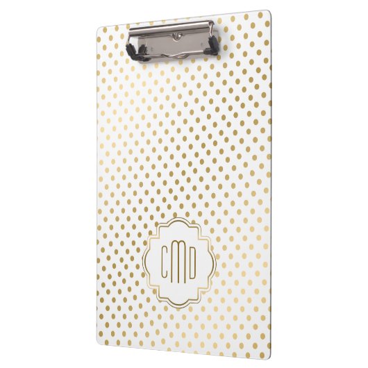 Polka-Stippen patroon in goud over witte achtergro Klembord (Links)