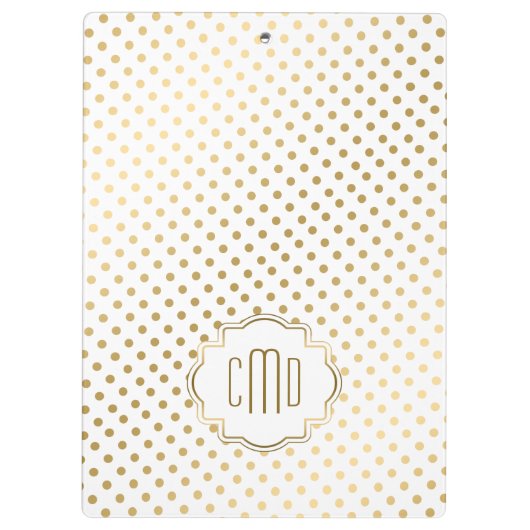 Polka-Stippen patroon in goud over witte achtergro Klembord (Achterkant)
