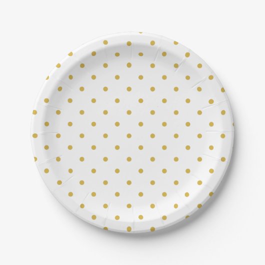 Polka-stippen | retro gold en white papieren bordje (Voorkant)