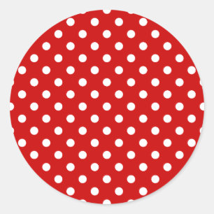 Polka stippen rood + aangepaste kleur ronde sticker