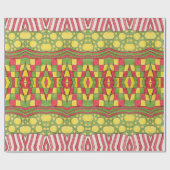 Polka stippen, strepen, cheques, rood, geel groen cadeaupapier (Vlak)