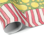 Polka stippen, strepen, cheques, rood, geel groen cadeaupapier (Rol Hoek)