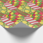 Polka stippen, strepen, cheques, rood, geel groen cadeaupapier (Hoek)