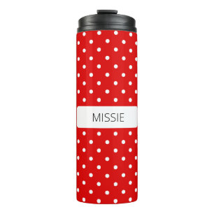 Polka stippen wit op rood thermosbeker