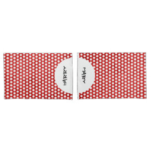 Polka Stippen wit & raster achterkant + jouw achte Kussensloop