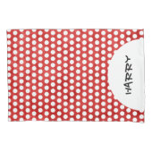 Polka Stippen wit & raster achterkant + jouw achte Kussensloop (Voorkant-Links)