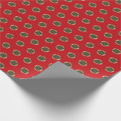 Polka stipt goud en rode patroongeschenk cadeaupapier (Hoek)