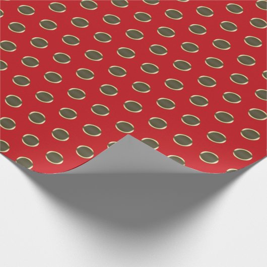 Polka stipt goud en rode patroongeschenk cadeaupapier (Hoek)