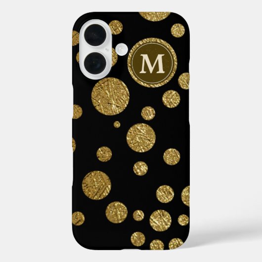 polka stipt goud op zwart, gepersonaliseerd Case-Mate iPhone case (Achterkant)