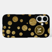 polka stipt goud op zwart, gepersonaliseerd Case-Mate iPhone case (Achterkant (horizontaal))