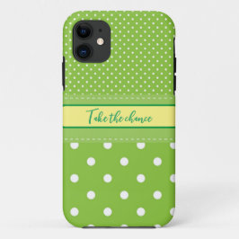 Polka stipt groene witte iPhone Case
