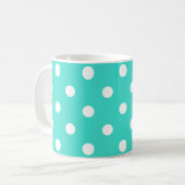 polka stipt mok in heldere turquoise en wit (Voorkant links)