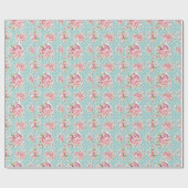 Polka stipt roodbaars blauw wit elegant cadeaupapier (Vlak)