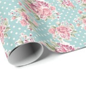 Polka stipt roodbaars blauw wit elegant cadeaupapier (Rol Hoek)