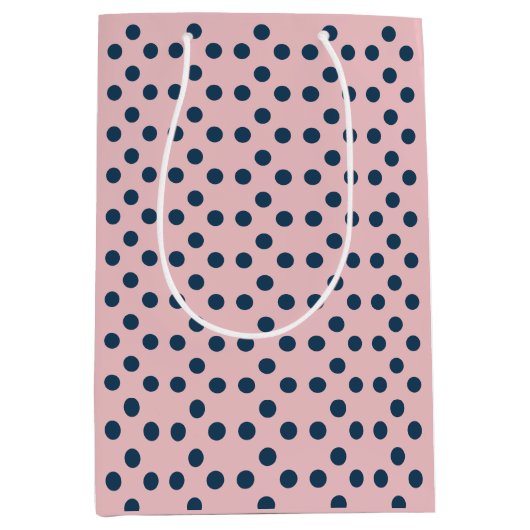 Polka stipt roze en marineschool medium cadeauzakje (Voorkant)
