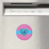 Polka stipt roze en witte monogram magneet (Insitu (Vaatwasser))