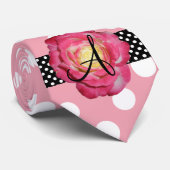Polka stipt roze witte monogram roze roze roze roz stropdas (Opgerold)