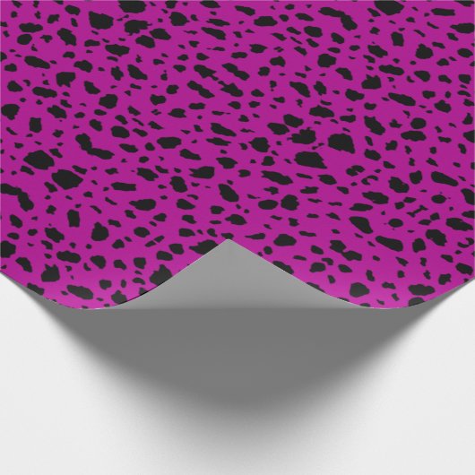 polka stipt zwarte kunst en paars behang cadeaupapier (Hoek)