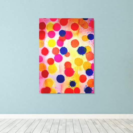 Polka stipte regenboogwaterclor canvas afdruk (Insitu (Houten vloer))