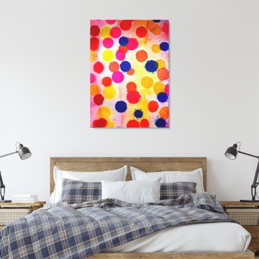 Polka stipte regenboogwaterclor canvas afdruk (Insitu (Slaapkamer))