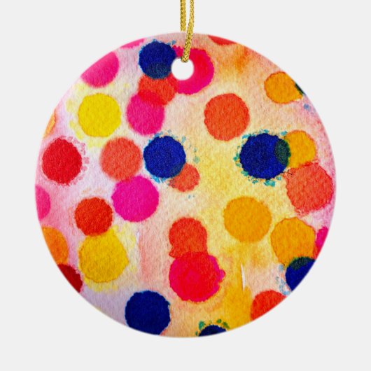 Polka stipte regenboogwaterclor keramisch ornament (Voorkant)