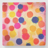 Polka stipte regenboogwaterclor stenen onderzetter (Voorkant)