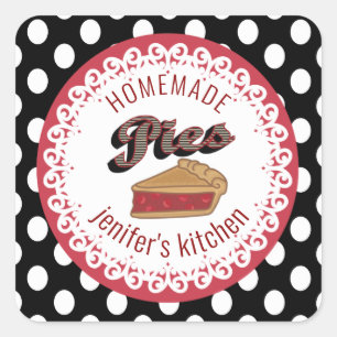 polka stipts typografie homemade pies vierkante sticker