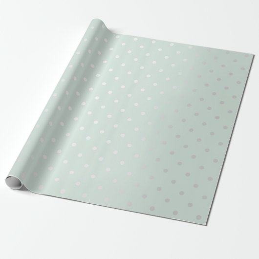 Polka Tiny Small Stippen Grey Blue Tiffany Aqua Cadeaupapier (Uitgerold)