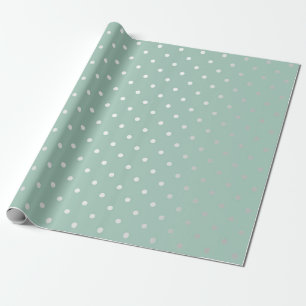 Polka Tiny Small Stippen Silver Grey Munt Green Pa Cadeaupapier
