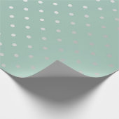 Polka Tiny Small Stippen Silver Grey Munt Green Pa Cadeaupapier (Hoek)
