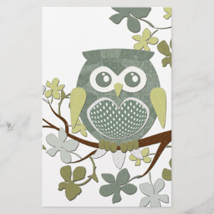 Polka Tree Owl Stationery Briefpapier