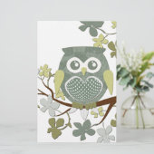 Polka Tree Owl Stationery Briefpapier (Staand voorkant)