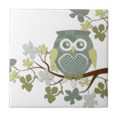 Polka Tree Owl Tile Tegeltje (Voorkant)
