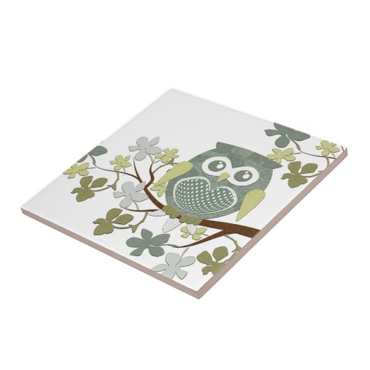 Polka Tree Owl Tile Tegeltje (Zijkant)