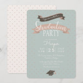 Polkadot afstudeerfeest kaart (Voorkant / Achterkant)