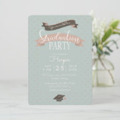 Polkadot afstudeerfeest kaart (Staand voorkant)